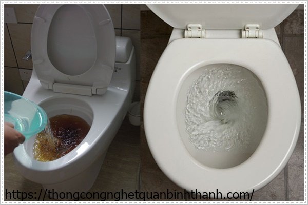 d&ugrave;ng nước n&oacute;ng để th&ocirc;ng bồn cầu bị tắc hiệu quả